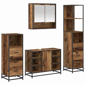 vidaXL Set namje&scaron;taja za kupaonicu 4 kom. Staro drvo 80 x 33 x 60 cm