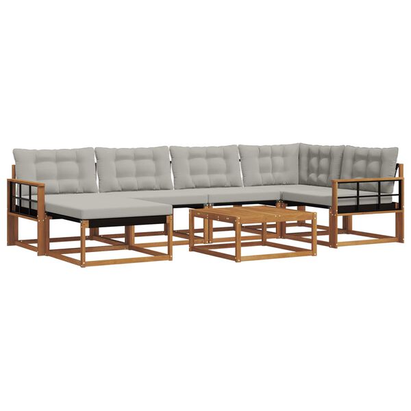 vidaXL Set vanjskih sofa s jastukom 7 pcs Prirodna i svijetlo siva