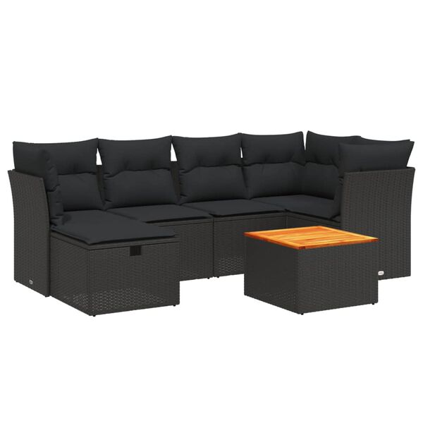 vidaXL 7-dijelni set vrtnih sofa od poliratana s jastucima crni
