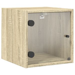 vidaXL Noćni ormarić sa staklenim vratima boja hrasta 35 x 37 x 35 cm