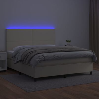 vidaXL Krevet box spring s madracem LED krem 180x200cm od umjetne kože