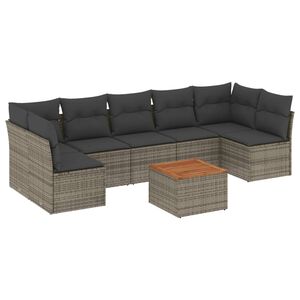 vidaXL 8-dijelni set vrtnih sofa od poliratana s jastucima sivi