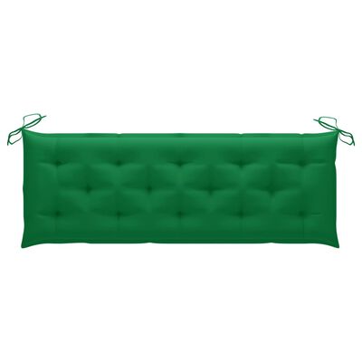 vidaXL Vrtna klupa sa zelenim jastukom 150 cm od masivne tikovine