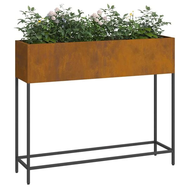 vidaXL Povi&scaron;eni Vrtni Planter Rđa 100 x 26 x 82 cm Čelik