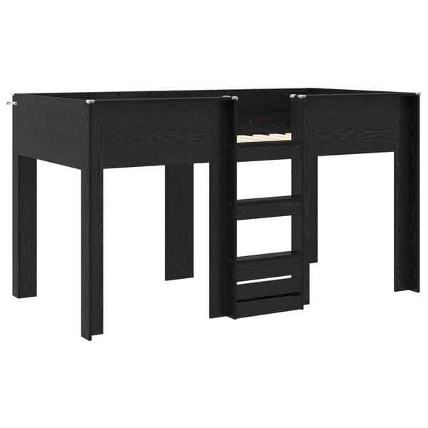 vidaXL Krevet na kat za djecu s madracem Crni hrast 100 x 200 cm