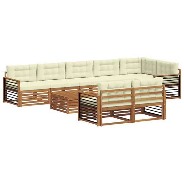 vidaXL Set vanjskih sofa s jastukom 9 pcs Prirodna i krem