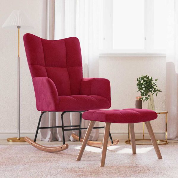 vidaXL Stolica za ljuljanje s osloncem za noge boja vina bar&scaron;unasta