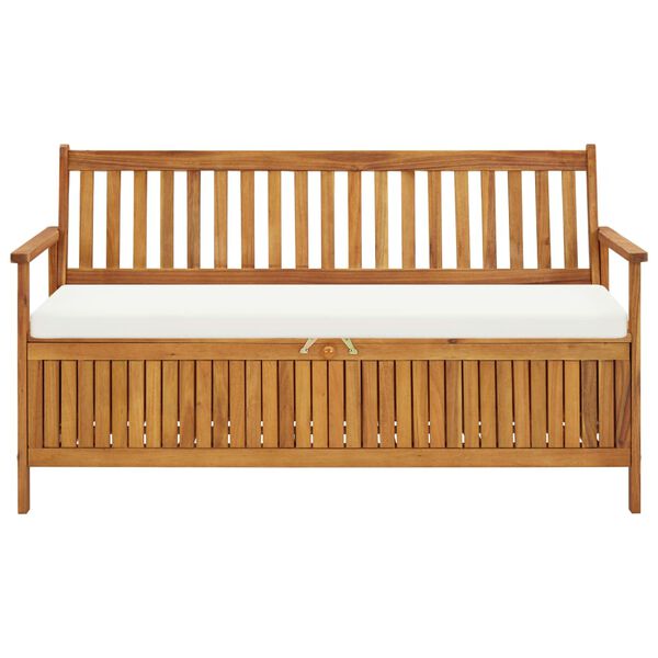 vidaXL Klupa za pohranu s jastukom 148 cm od masivnog bagremovog drva