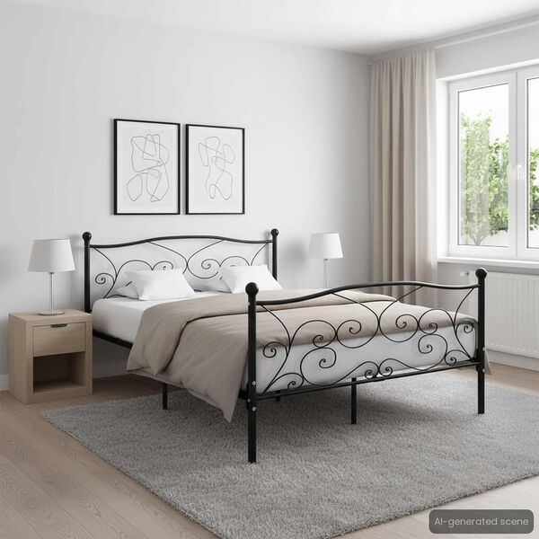 vidaXL Okvir za krevet s podnicama crni metalni 160 x 200 cm