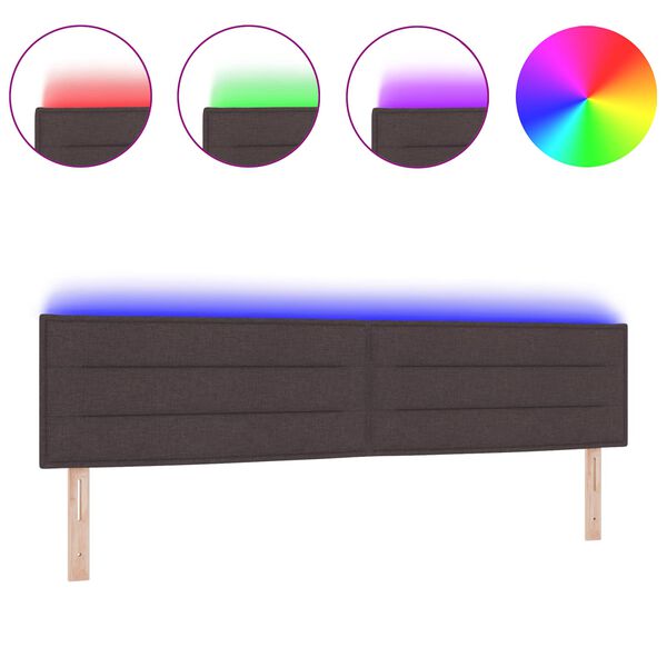 vidaXL LED glava kreveta S LED lampica Tamno smeđa 200 cm Poliester