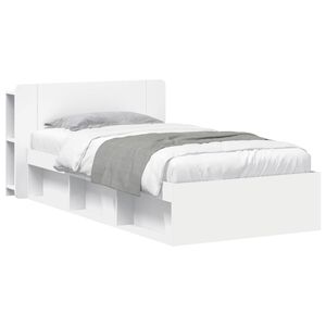 vidaXL Okvir kreveta s pohranom Bijela 90 x 200 cm Konstruirano drvo