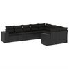 vidaXL 9-dijelni set vrtnih sofa s jastucima crni od poliratana