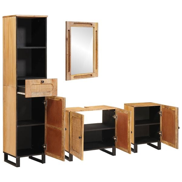 vidaXL Setovi za kupaonicu s ladicama Prirodna Čvrsto drvo manga