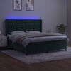 vidaXL Krevet box spring s madracem LED tamnozeleni 160x200 cm baršun