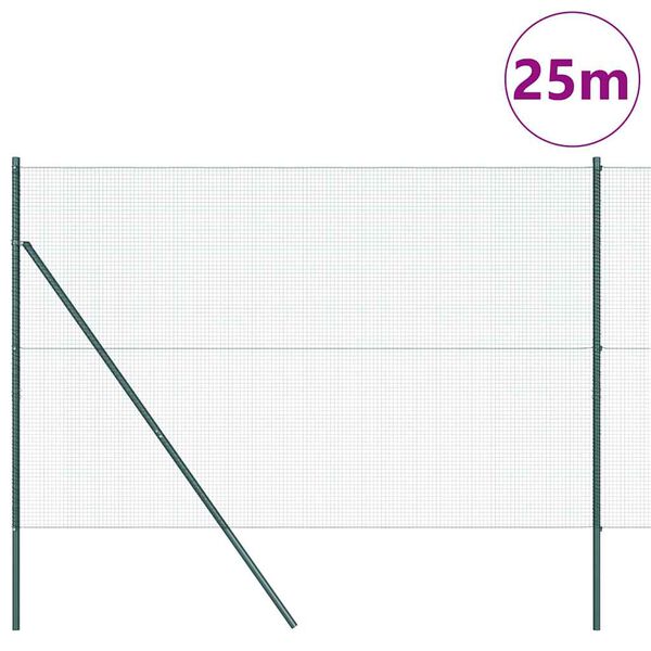 vidaXL Stup za ogradu Zelena 25 x 1,6 m (16 x 16 mm mreža) Čelik i PVC