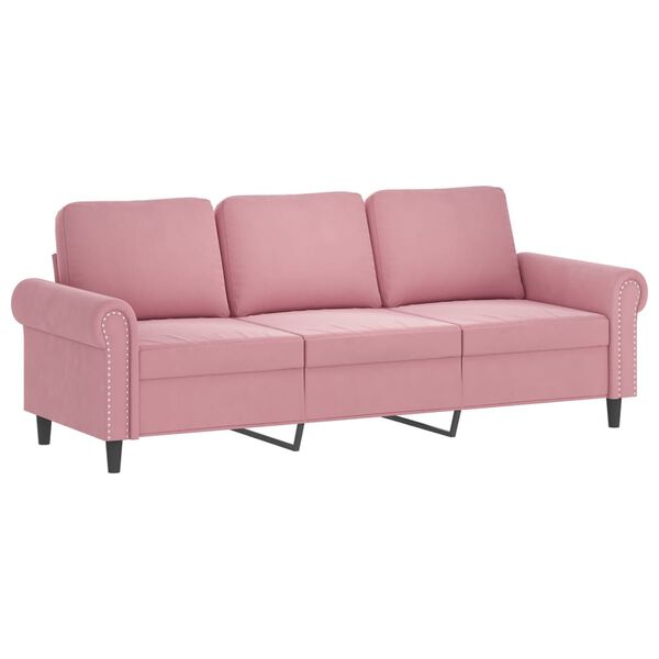 vidaXL 3-dijelni set sofa s jastucima ružičasti bar&scaron;unasti
