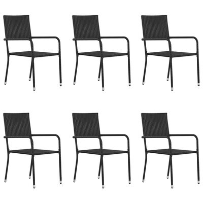 vidaXL Vrtne blagovaonske stolice od poliratana 6 kom crne