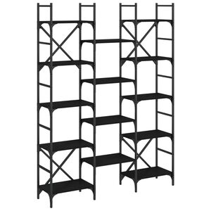 vidaXL Police za knjige crne 127,5 x 28,5 x 172,5 cm konstruirano drvo