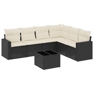 vidaXL 7-dijelni set vrtnih sofa od poliratana s jastucima crni