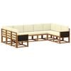 vidaXL Set vanjskih sofa 9 kom. Prirodna i krem Čvrsto drvo akacije