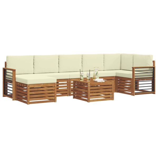 vidaXL Setovi sofa 8 pcs Prirodna i krem Čvrsto drvo akacije