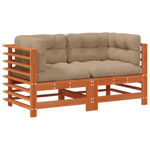 vidaXL Vrtni kutni kauč Masivna borovina Vosak Smeđa