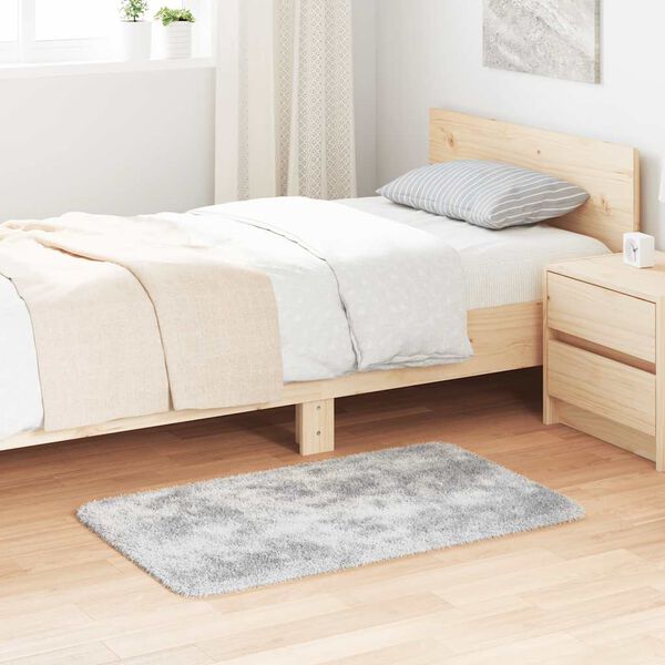 vidaXL Čupavi tepih s visokim vlaknima NAVARRA srebrnosiva 60x100 cm