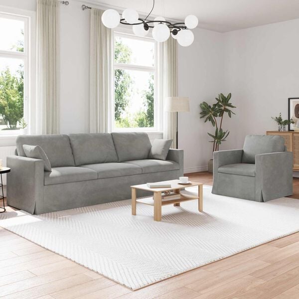 vidaXL Sofa 2 pcs Svijetlo siva 228 x 78 x 80 cm Bar&scaron;un