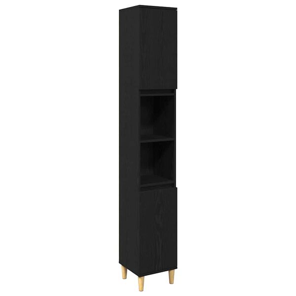 vidaXL Set namje&scaron;taja za kupaonicu 3 pcs Crna Konstruirano drvo