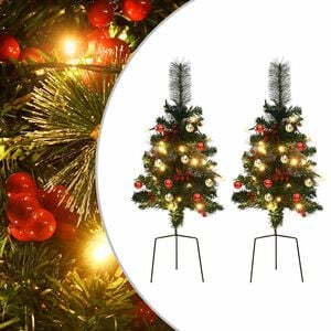 vidaXL Umjetno osvijetljeno božićno drvce za stazu 2 kom 76 cm PVC