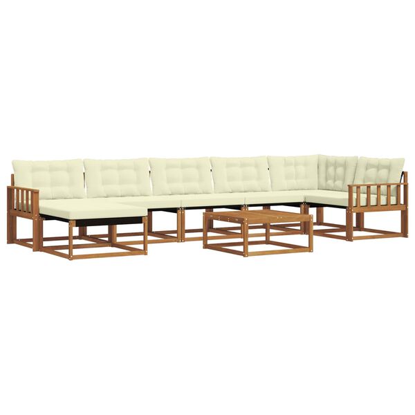vidaXL Set vanjskih sofa 22 pcs Prirodna i krem Čvrsto drvo akacije