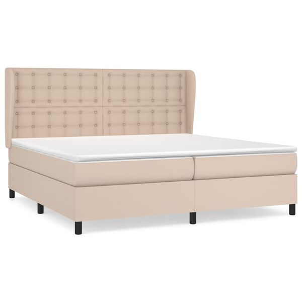 vidaXL Krevet box spring s madracem cappuccino 200x200cm umjetna koža