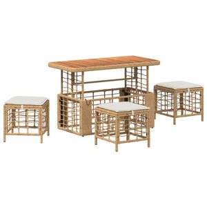 vidaXL Vrtni set za objed s jastukom 4 pcs Prirodna i Bijela