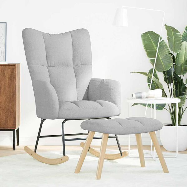 vidaXL Stolica za ljuljanje s osloncem za noge od tkanine oblačnosiva