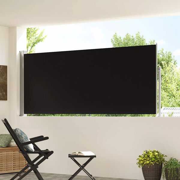 vidaXL Uvlačiva bočna tenda 120 x 300 cm crna