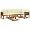 vidaXL Set vanjskih sofa 6 pcs Prirodna i krem Čvrsto drvo akacije