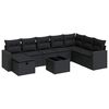 vidaXL 9-dijelni set vrtnih sofa s jastucima crni od poliratana