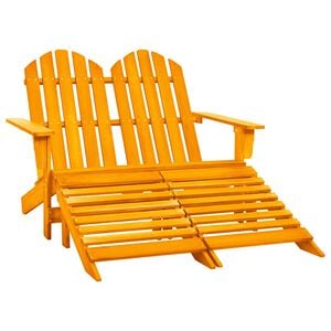 vidaXL Vrtni dvosjed Adirondack od jelovine s otomanom narančasti