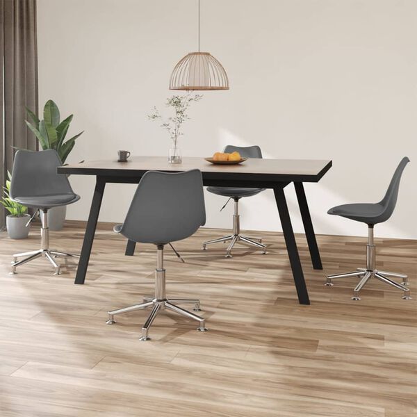 vidaXL Okretne blagovaonske stolice od umjetne kože 4 kom sive