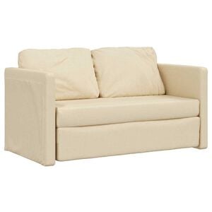 vidaXL Podni kauč na razvlačenje 2-u-1 krem 112x174x55 cm od tkanine