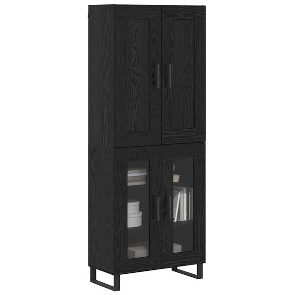 vidaXL Highboard Crni hrast 69,5 x 34 x 180 cm Konstruirano drvo