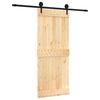 vidaXL Klizna vrata Prirodna i crna 85 x 210 cm Čvrsta borovina