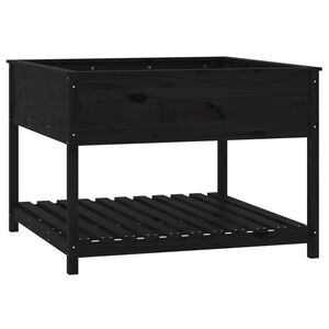 vidaXL Sadilica s policom crna 111,5x111,5x81 cm od masivne borovine