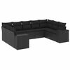 vidaXL 9-dijelni set vrtnih sofa s jastucima crni od poliratana