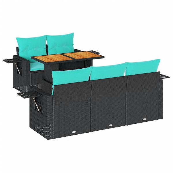 vidaXL 6-dijelni set vrtnih sofa s jastucima crni od poliratana