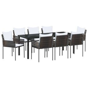 vidaXL Vrtni set za objed 9 pcs Smeđa i crna PE ratan