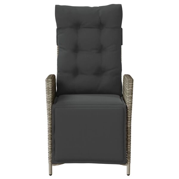 vidaXL Vrtni naslonjač s osloncem za noge sivi od poliratana