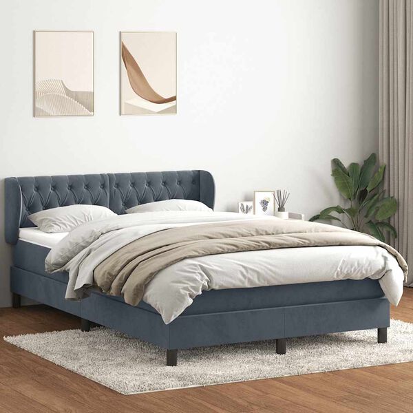 vidaXL Box spring krevet s madracem tamnosivi 140x210 cm bar&scaron;unasti