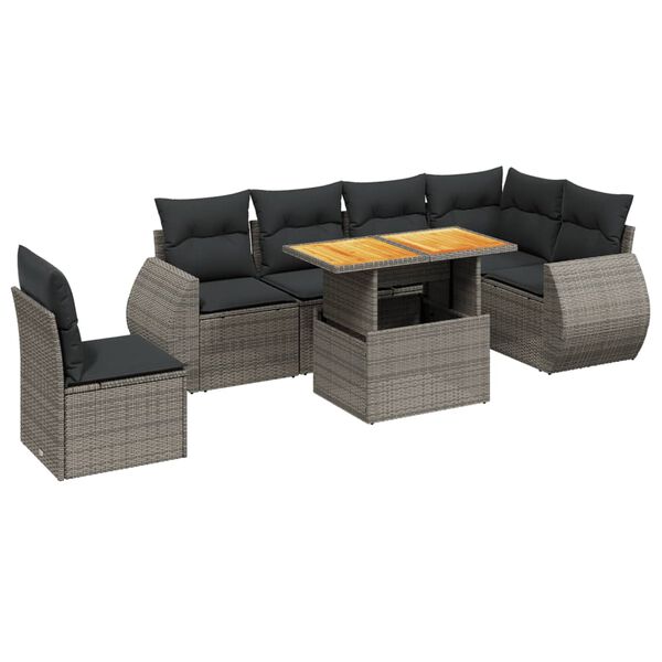vidaXL 7-dijelni set vrtnih sofa sivi od poliratana