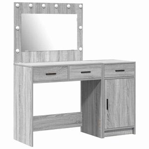 vidaXL Toaletni stol s zrcalnim svjetlima 2 pcs Siva Konstruirano drvo